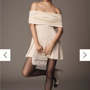 Anthropologie WeWoreWhat Cream Off-the-Shoulder Mini Dress